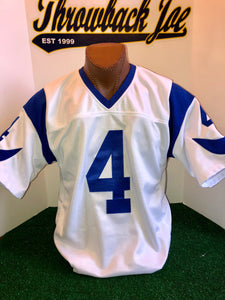 1960's STYLE WHITE JERSEY w/ HORNS & BLUE 